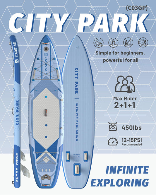 iTAOSTAR 12'x35" Inflatable Paddle Board with 5 Fins | Extra Wide Stable SUP for Adults All Levels