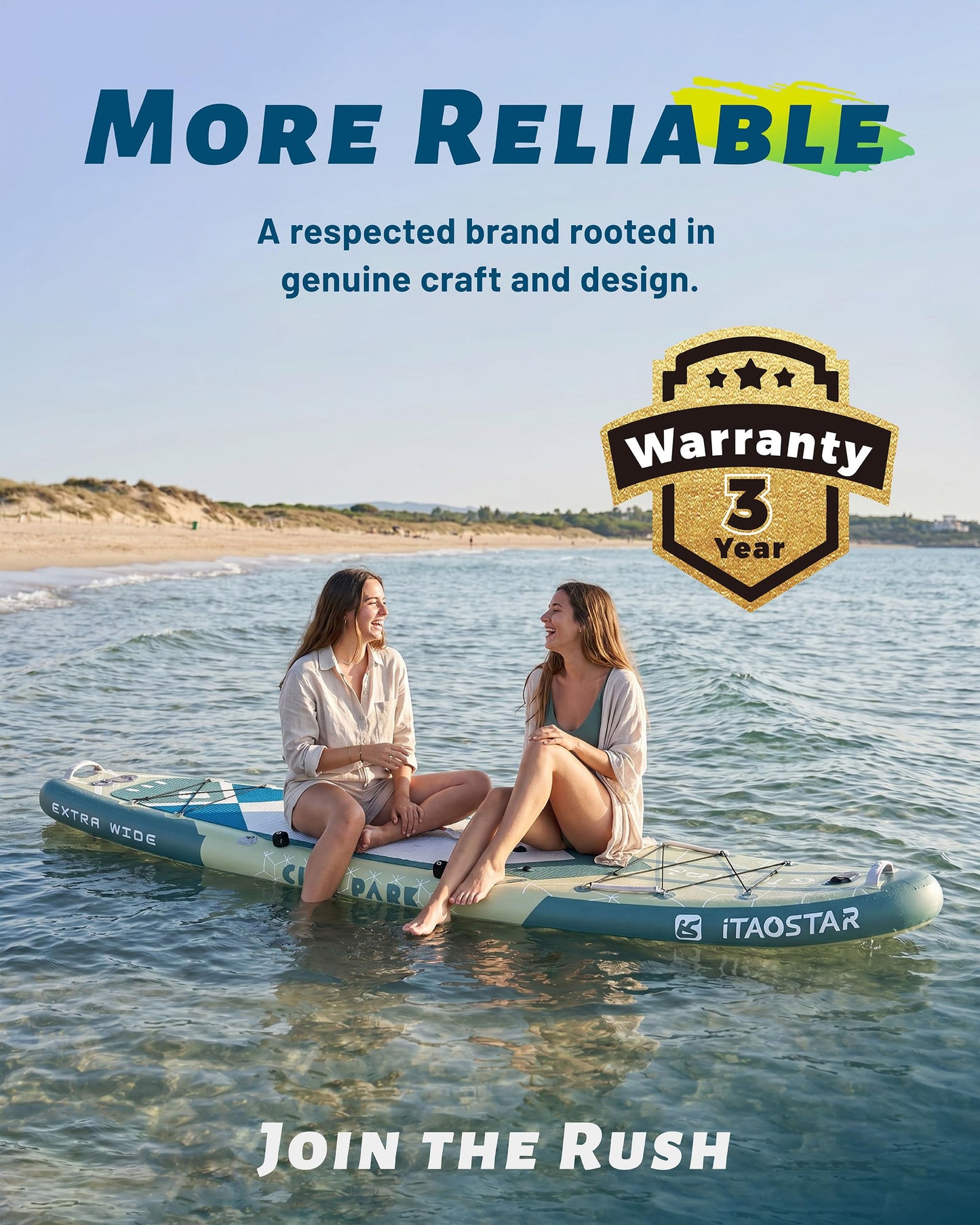 iTAOSTAR 12'x35" Inflatable Paddle Board with 5 Fins | Extra Wide Stable SUP for Adults All Levels