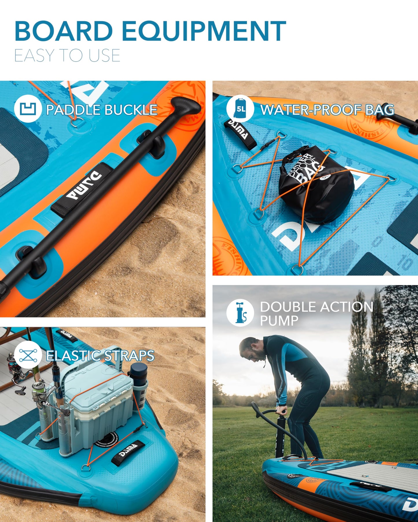 DAMA 10'8"x47" Extra Wide Inflatable Fishing Paddle Board with 3 Fins & 2 Rod Holders Adults