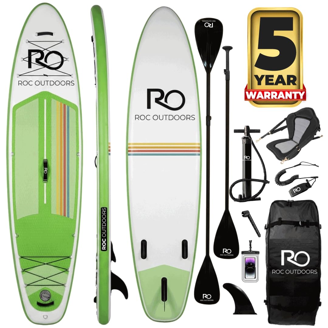 ROC 10'6" Inflatable Paddle Board with Kayak Seat | Wide Stable Non-Slip SUP Adults & Youth