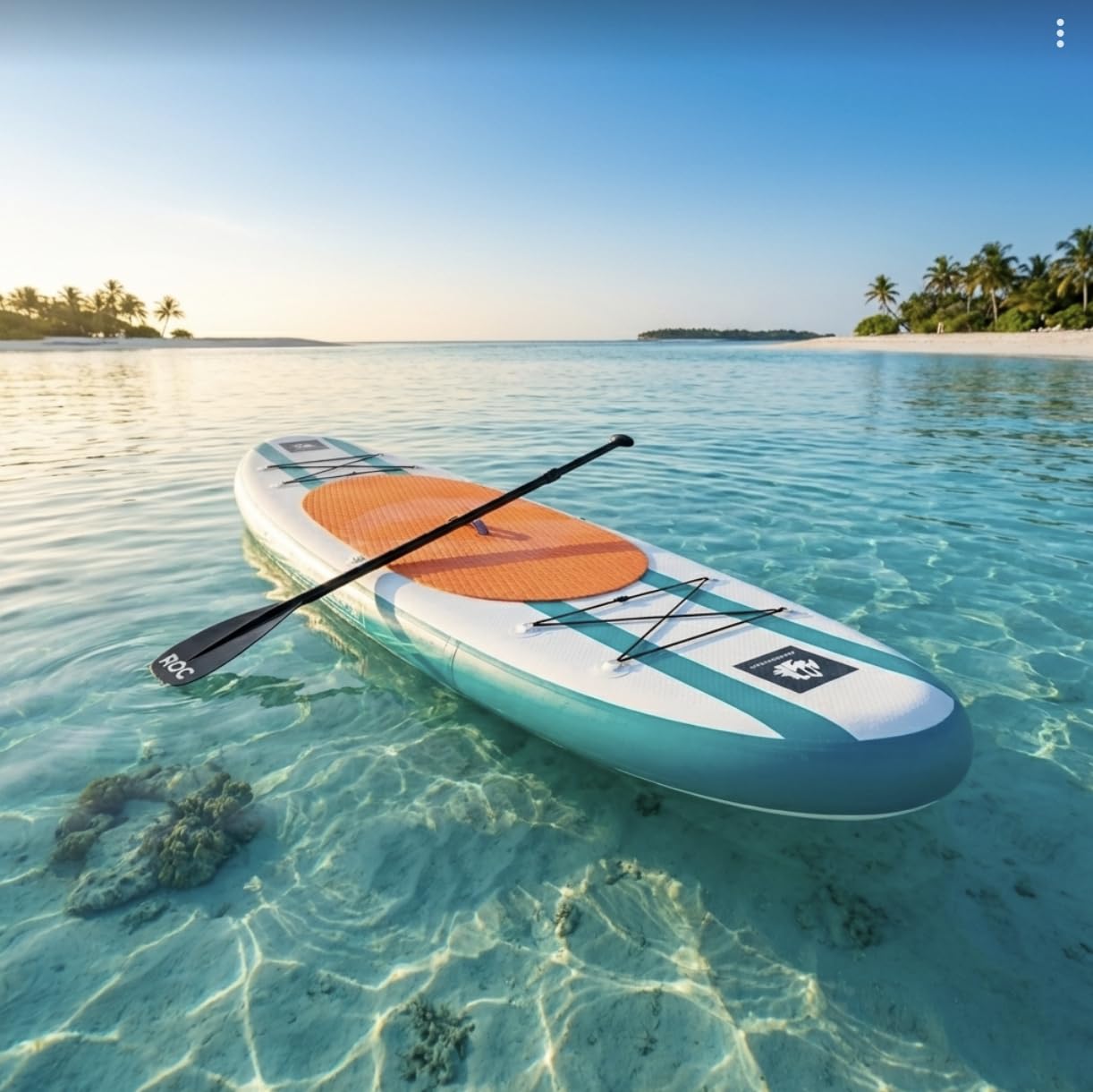 ROC Inflatable Paddle Board Aqua with Kayak Seat | Wide Stable Non-Slip SUP Adults & Youth