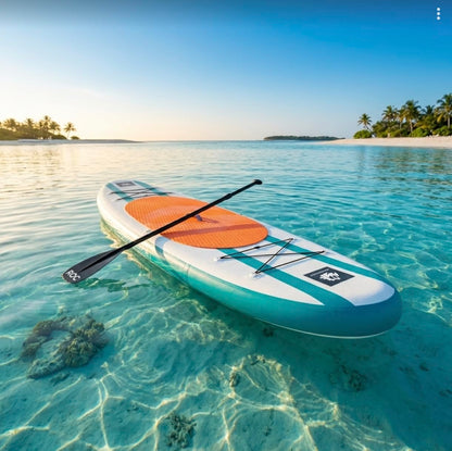 ROC Inflatable Paddle Board Aqua with Kayak Seat | Wide Stable Non-Slip SUP Adults & Youth