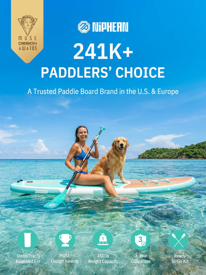 Niphean 10'6'' Inflatable Paddle Board with Kayak Seat, Anti-Slip EVA Deck for Adults & Youth