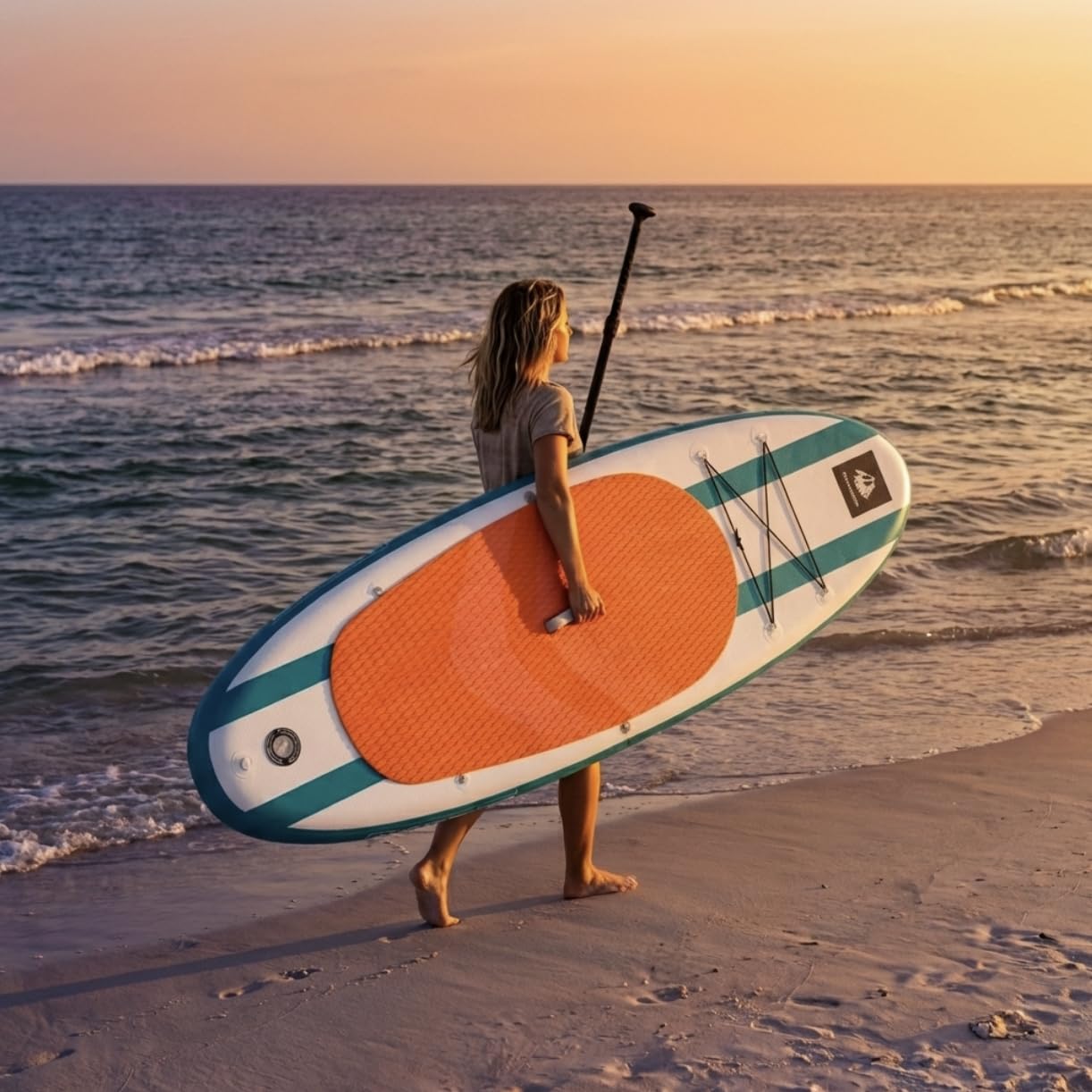ROC Inflatable Paddle Board Aqua with Kayak Seat | Wide Stable Non-Slip SUP Adults & Youth