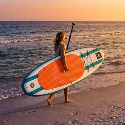ROC Inflatable Paddle Board Aqua with Kayak Seat | Wide Stable Non-Slip SUP Adults & Youth
