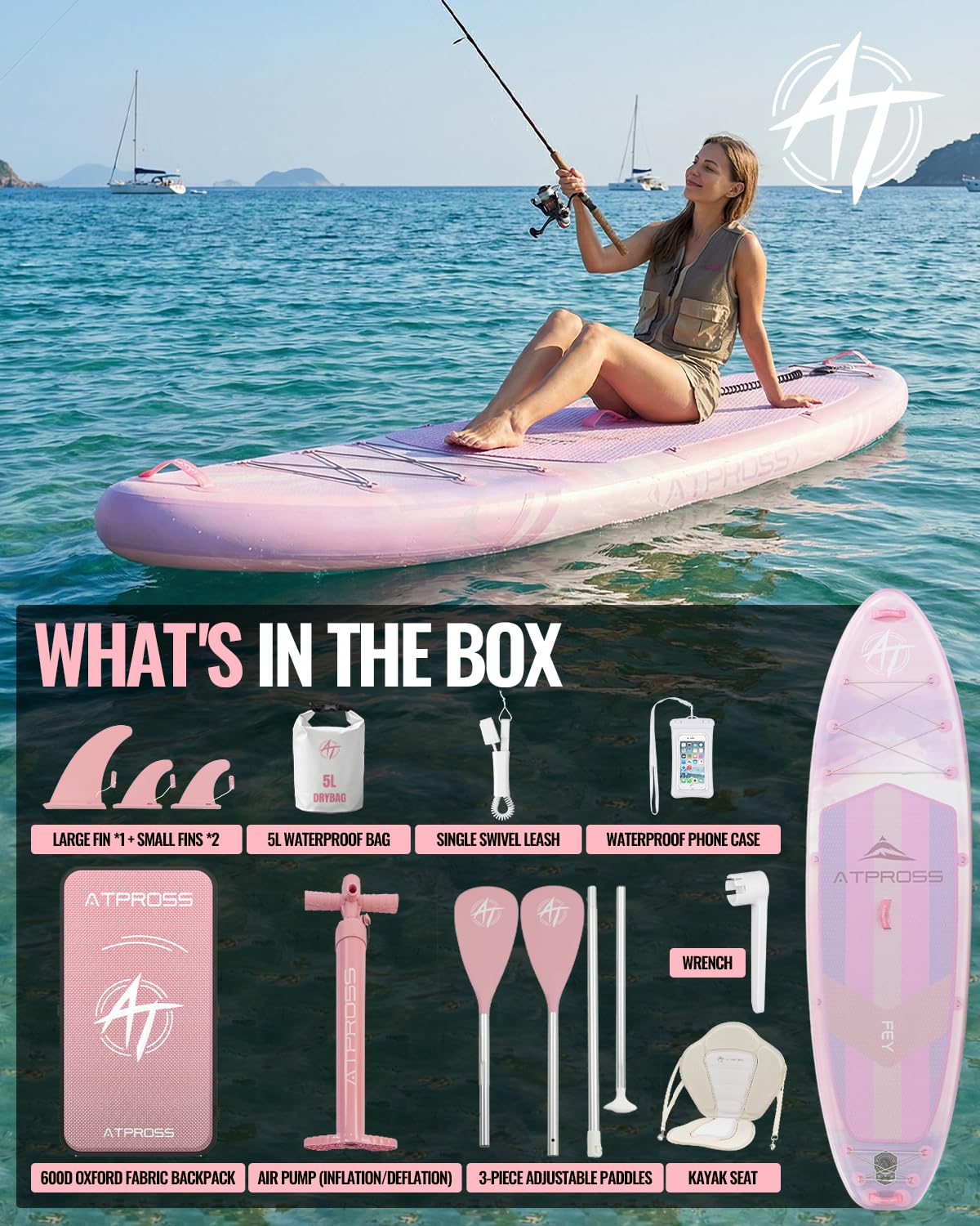 11'6"x35" Inflatable Paddle Board 450LBS with Kayak Seat | Wide Non-Slip SUP Yoga Fishing Adults