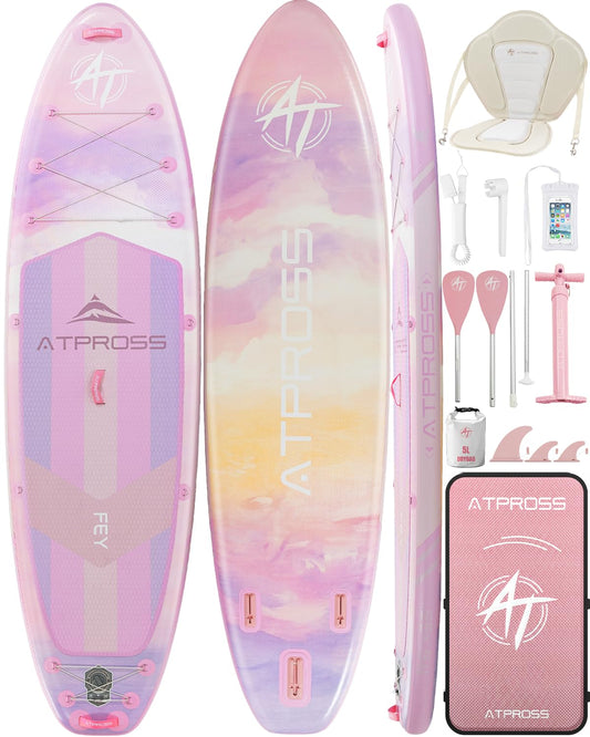 11'6"x35" Inflatable Paddle Board 450LBS with Kayak Seat | Wide Non-Slip SUP Yoga Fishing Adults