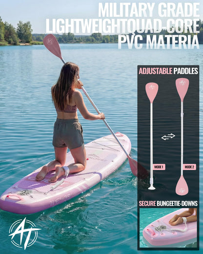 11'6"x35" Inflatable Paddle Board 450LBS with Kayak Seat | Wide Non-Slip SUP Yoga Fishing Adults