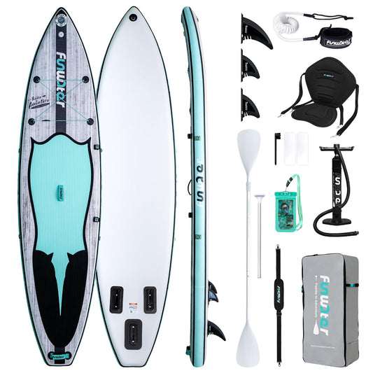 FunWater 10'6"-11'6" Inflatable Paddle Board | Wide Stable Non-Slip SUP for Adults & Youth