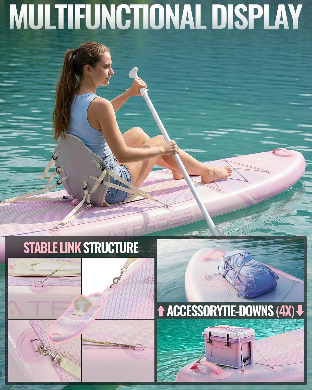11'6"x35" Inflatable Paddle Board 450LBS with Kayak Seat | Wide Non-Slip SUP Yoga Fishing Adults