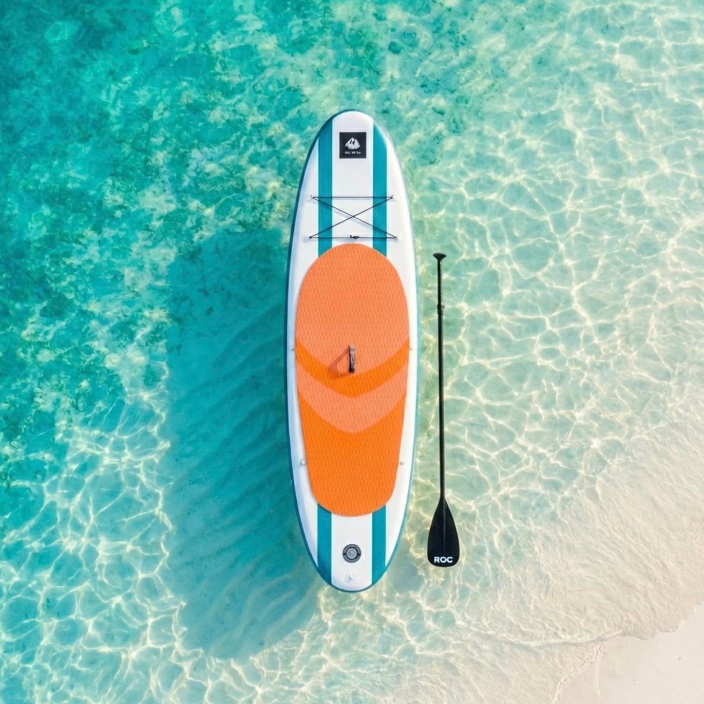 ROC Inflatable Paddle Board Aqua with Kayak Seat | Wide Stable Non-Slip SUP Adults & Youth