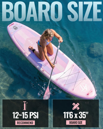 11'6"x35" Inflatable Paddle Board 450LBS with Kayak Seat | Wide Non-Slip SUP Yoga Fishing Adults