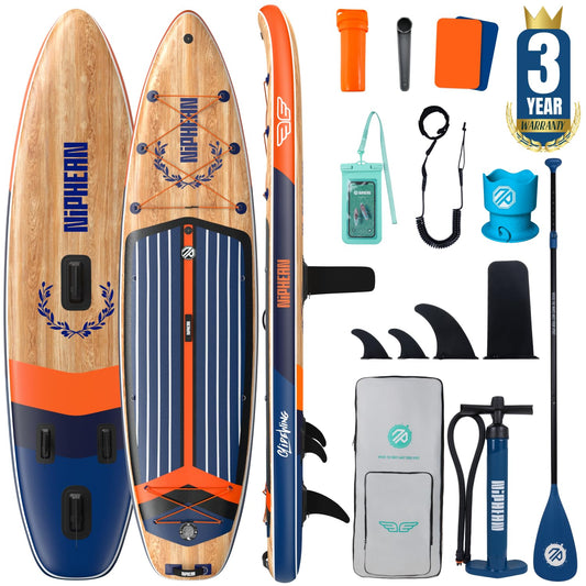 Niphean XL Inflatable Paddle Board 500LBS for 2+ People | Family SUP Non-Slip StabilTrac Fin