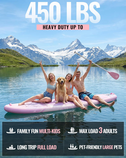 11'6"x35" Inflatable Paddle Board 450LBS with Kayak Seat | Wide Non-Slip SUP Yoga Fishing Adults