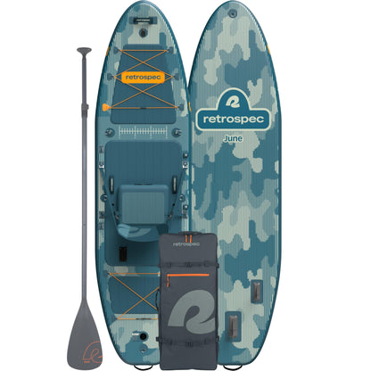 Retrospec June 11'6" Inflatable Fishing Paddle Board with Seat, Rod Holders & Non-Slip Deck