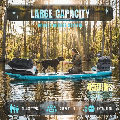 UPWELL 11'x34" Inflatable Paddle Board with Kayak Seat | 6" Thick Wide SUP for Adults Cyclone