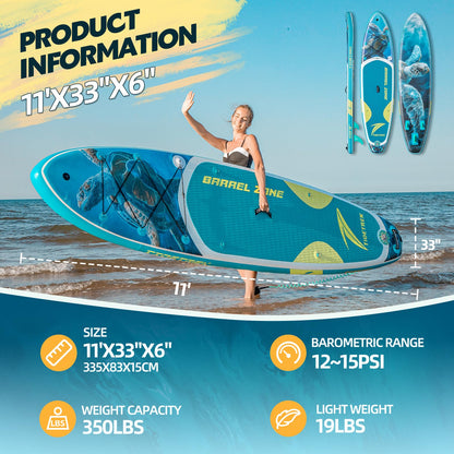 TIDETREK 11'x33" Inflatable Paddle Board with Kayak Seat | Extra-Wide Stable SUP Adults & Youth