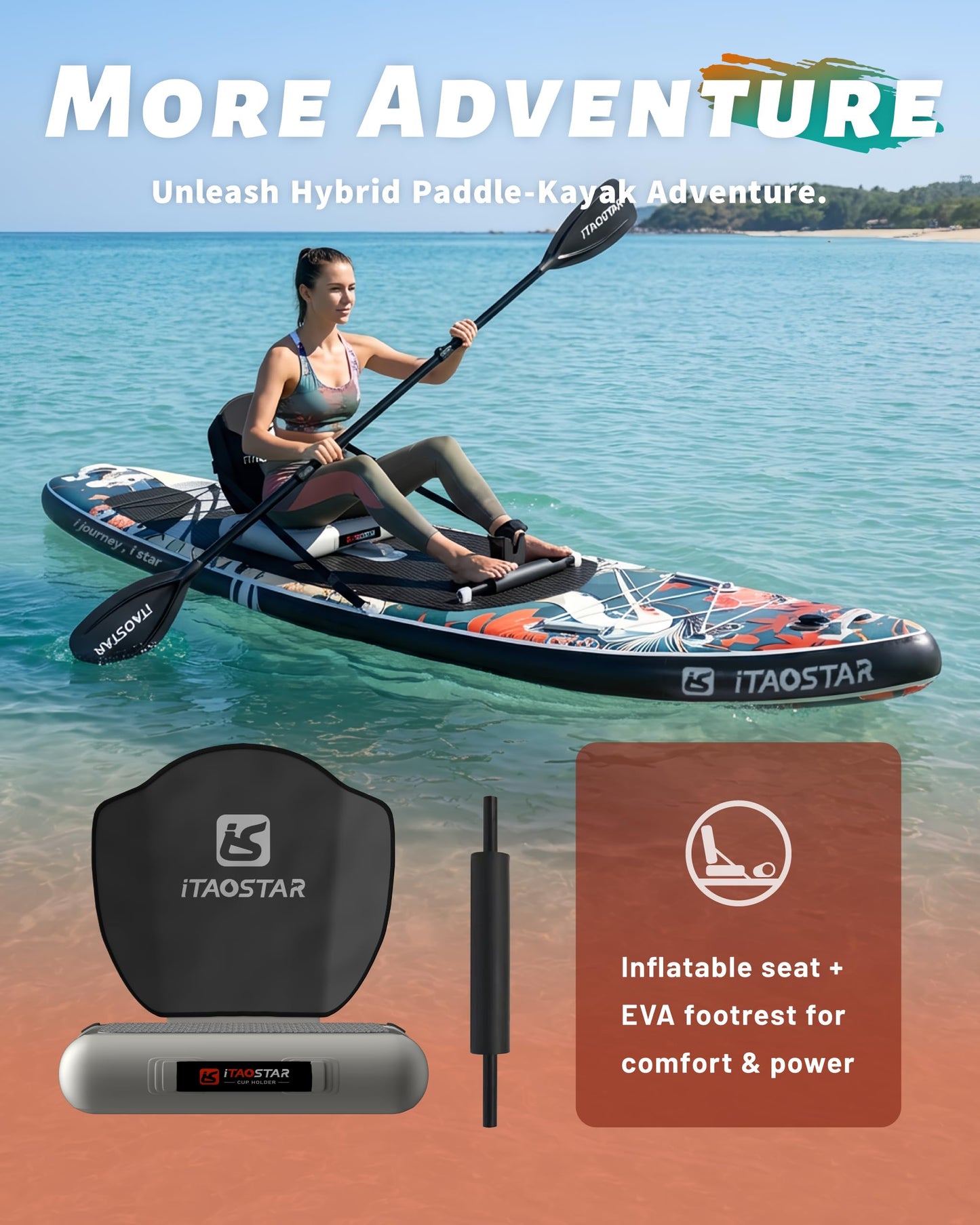iTAOSTAR 11'6"x35" Inflatable Paddle Board with Seat | Stable SUP Yoga Fishing Adults + Accessories