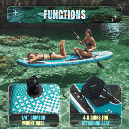 UPWELL 11'x34" Inflatable Paddle Board with Kayak Seat | 6" Thick Wide SUP for Adults Cyclone