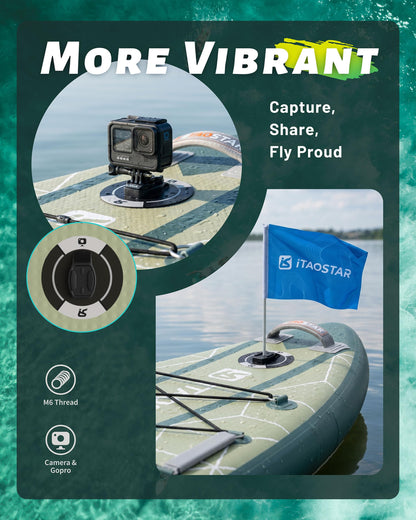 iTAOSTAR 12'x35" Inflatable Paddle Board with 5 Fins | Extra Wide Stable SUP for Adults All Levels