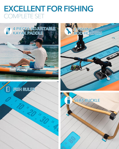 DAMA 10'8"x47" Extra Wide Inflatable Fishing Paddle Board with 3 Fins & 2 Rod Holders Adults