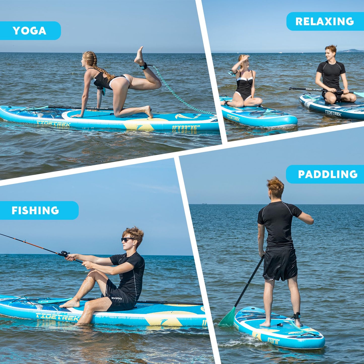 TIDETREK 11'x33" Inflatable Paddle Board with Kayak Seat | Extra-Wide Stable SUP Adults & Youth