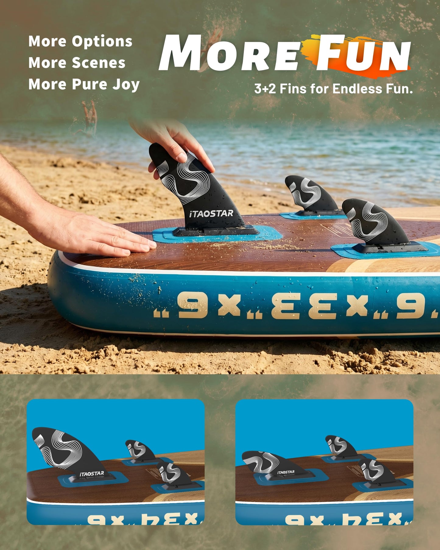 iTAOSTAR 33" Inflatable Paddle Board with Seat & 5 Fins | Stable Wide SUP for Adults All Levels