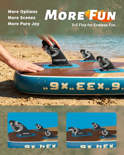 iTAOSTAR 33" Inflatable Paddle Board with Seat & 5 Fins | Stable Wide SUP for Adults All Levels