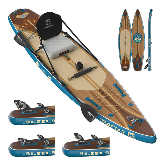 iTAOSTAR 33" Inflatable Paddle Board with Seat & 5 Fins | Stable Wide SUP for Adults All Levels