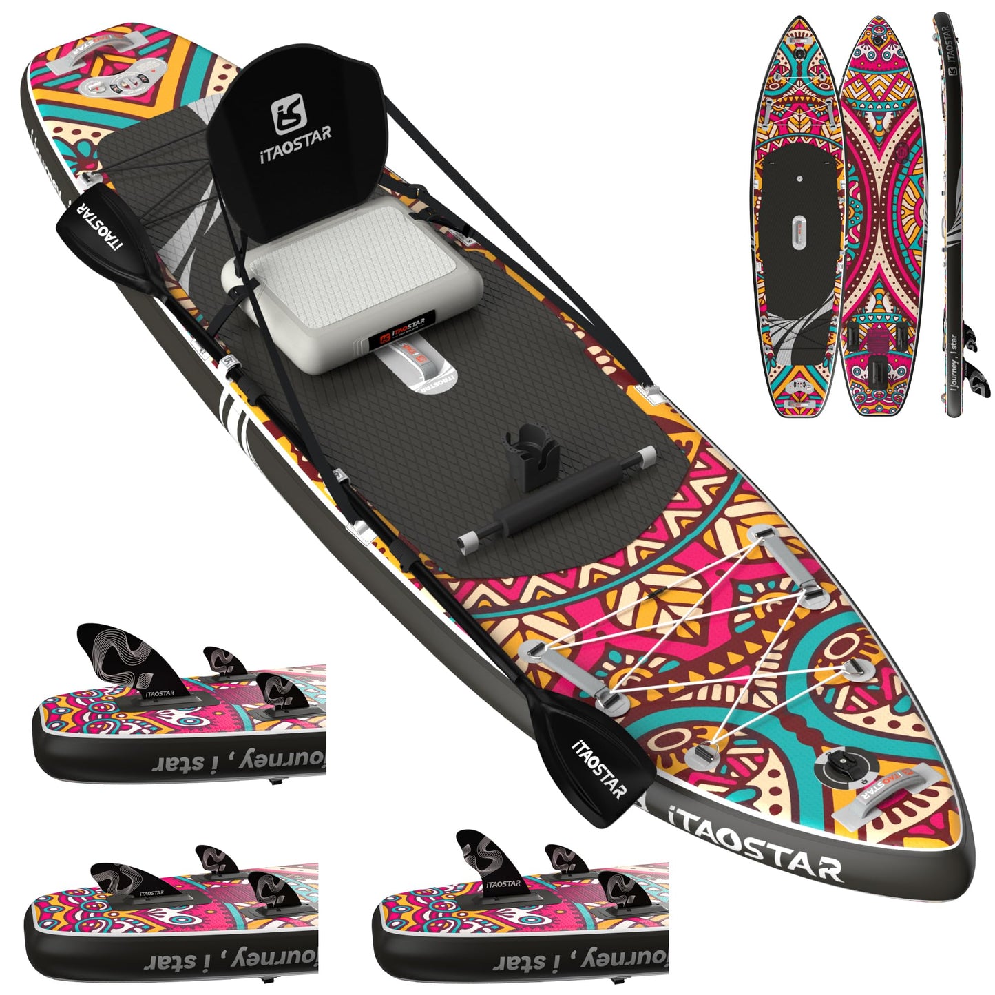 iTAOSTAR 11'6"x35" Inflatable Paddle Board with Seat | Stable SUP Yoga Fishing Adults + Accessories