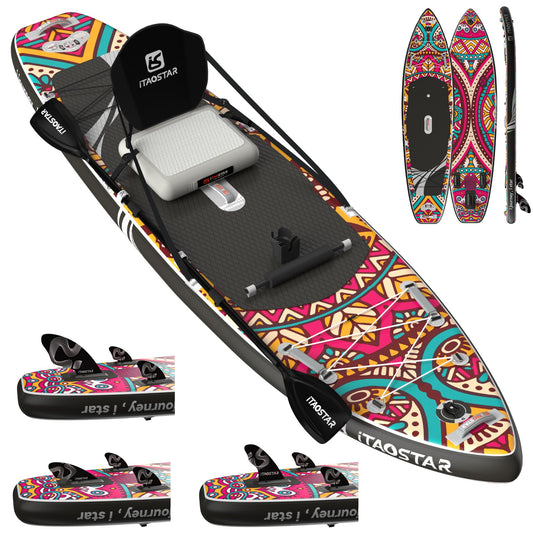 iTAOSTAR 11'6"x35" Inflatable Paddle Board with Seat | Stable SUP Yoga Fishing Adults + Accessories