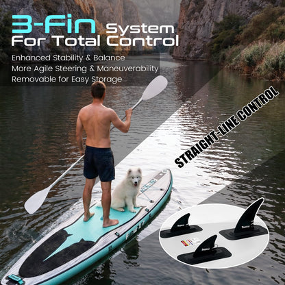 FunWater 10'6"-11'6" Inflatable Paddle Board | Wide Stable Non-Slip SUP for Adults & Youth
