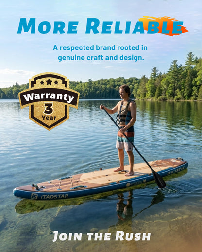 iTAOSTAR 33" Inflatable Paddle Board with Seat & 5 Fins | Stable Wide SUP for Adults All Levels