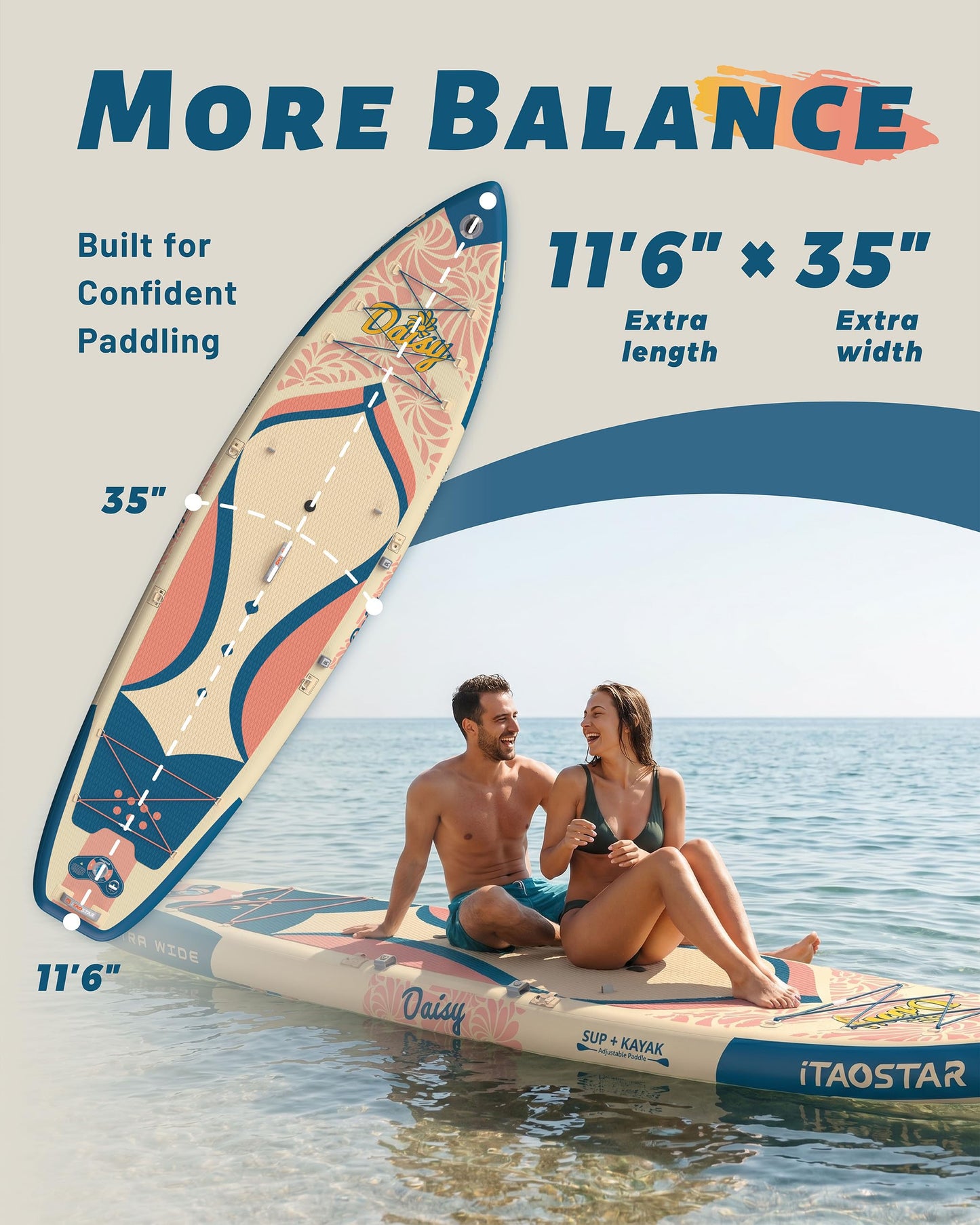 iTAOSTAR 34" Extra Wide Inflatable Paddle Board with Kayak Seat | Stable SUP for Adults All Levels