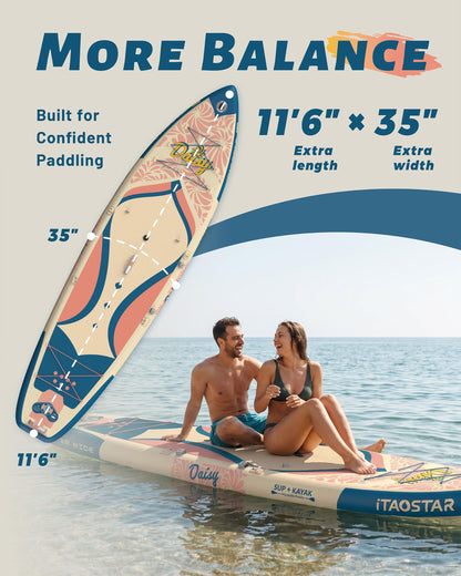 iTAOSTAR 34" Extra Wide Inflatable Paddle Board with Kayak Seat | Stable SUP for Adults All Levels