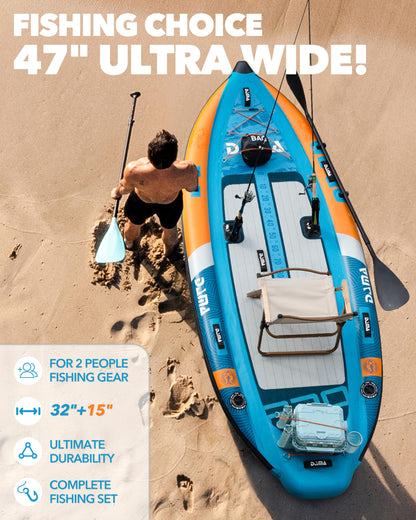 DAMA 10'8"x47" Extra Wide Inflatable Fishing Paddle Board with 3 Fins & 2 Rod Holders Adults