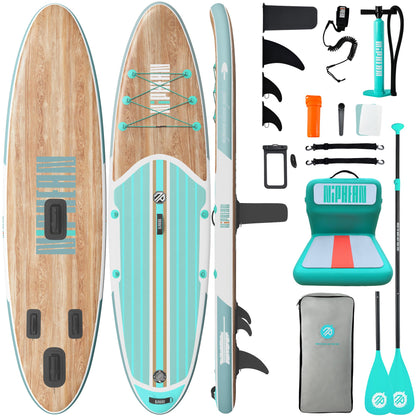 Niphean 10'6'' Inflatable Paddle Board with Kayak Seat, Anti-Slip EVA Deck for Adults & Youth