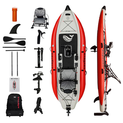 Nautiqua Aruba Inflatable Pedal Kayak Paddleboard 440LBS | 1-Person Drop-Stitch 138x45x6"