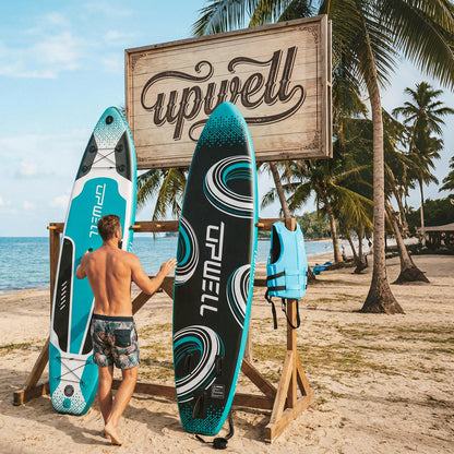 UPWELL 11'x34" Inflatable Paddle Board with Kayak Seat | 6" Thick Wide SUP for Adults Cyclone