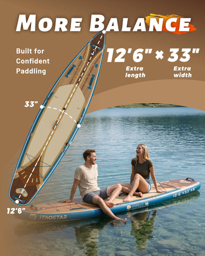 iTAOSTAR 33" Inflatable Paddle Board with Seat & 5 Fins | Stable Wide SUP for Adults All Levels
