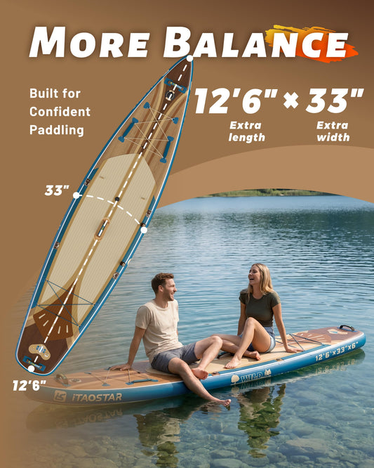 iTAOSTAR 33" Inflatable Paddle Board with Seat & 5 Fins | Stable Wide SUP for Adults All Levels