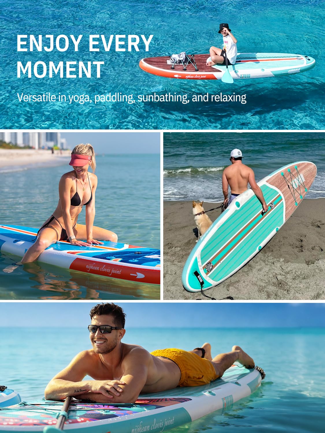 Niphean 10'6'' Inflatable Paddle Board with Kayak Seat, Anti-Slip EVA Deck for Adults & Youth