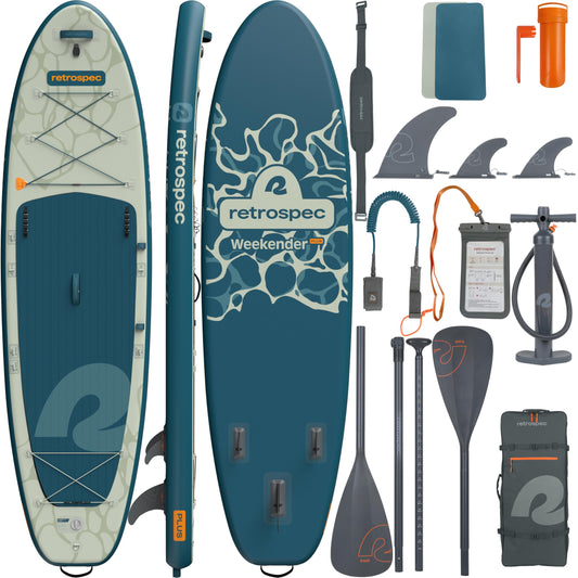Retrospec Weekender 10'6" Inflatable Paddle Board iSUP Bundle | Double-Layer PVC All Skill Levels