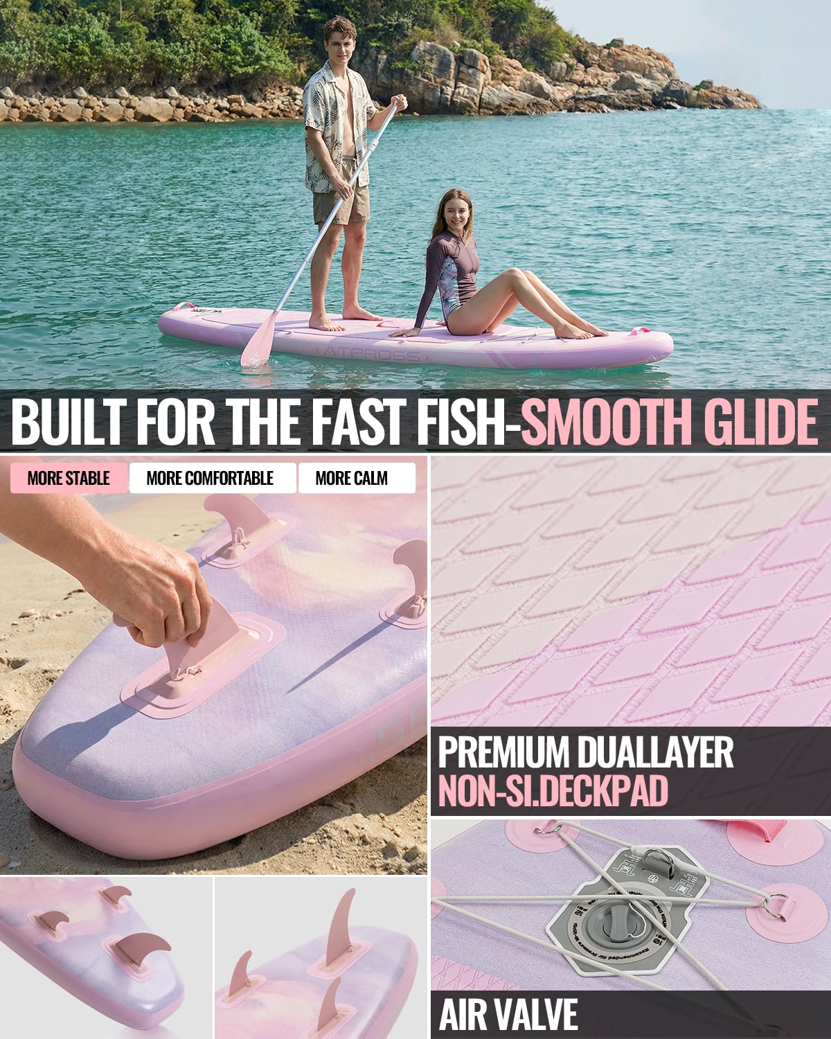 11'6"x35" Inflatable Paddle Board 450LBS with Kayak Seat | Wide Non-Slip SUP Yoga Fishing Adults
