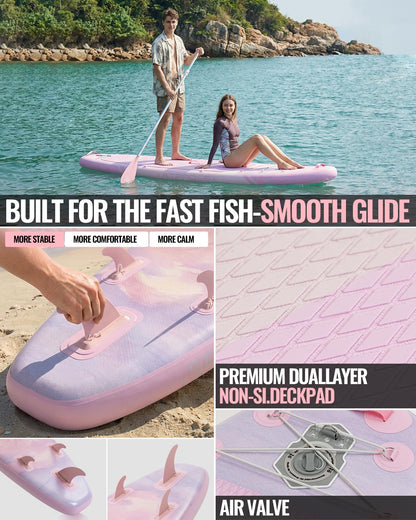 11'6"x35" Inflatable Paddle Board 450LBS with Kayak Seat | Wide Non-Slip SUP Yoga Fishing Adults