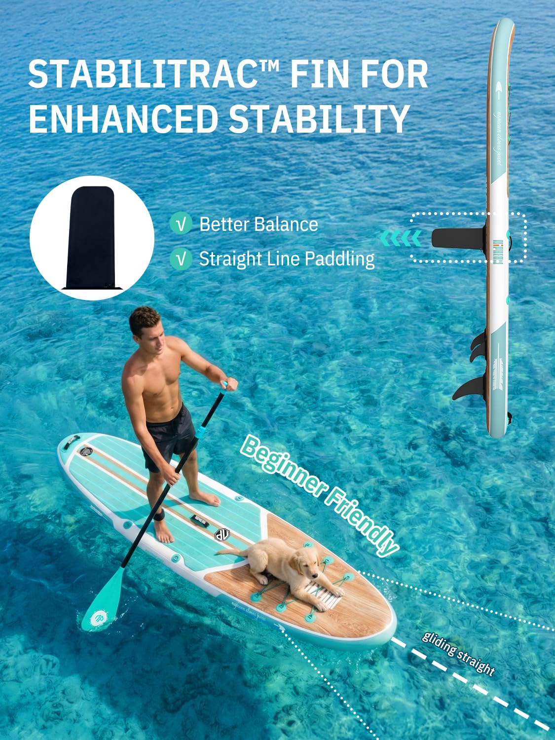 Niphean 10'6'' Inflatable Paddle Board with Kayak Seat, Anti-Slip EVA Deck for Adults & Youth