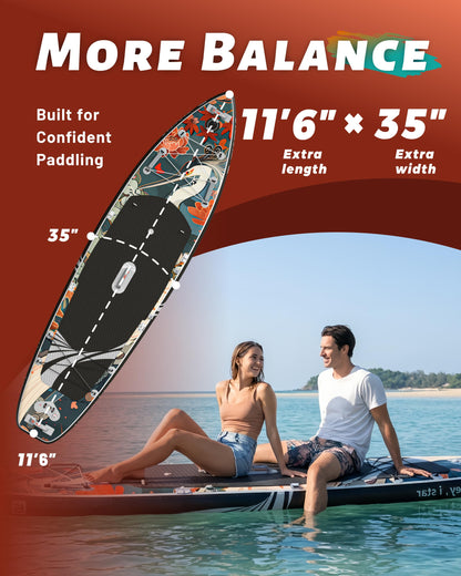 iTAOSTAR 11'6"x35" Inflatable Paddle Board with Seat | Stable SUP Yoga Fishing Adults + Accessories