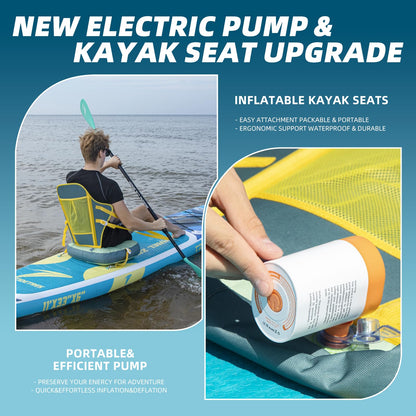 TIDETREK 11'x33" Inflatable Paddle Board with Kayak Seat | Extra-Wide Stable SUP Adults & Youth