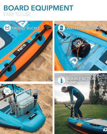 DAMA 10'8"x47" Extra Wide Inflatable Fishing Paddle Board with 3 Fins & 2 Rod Holders Adults