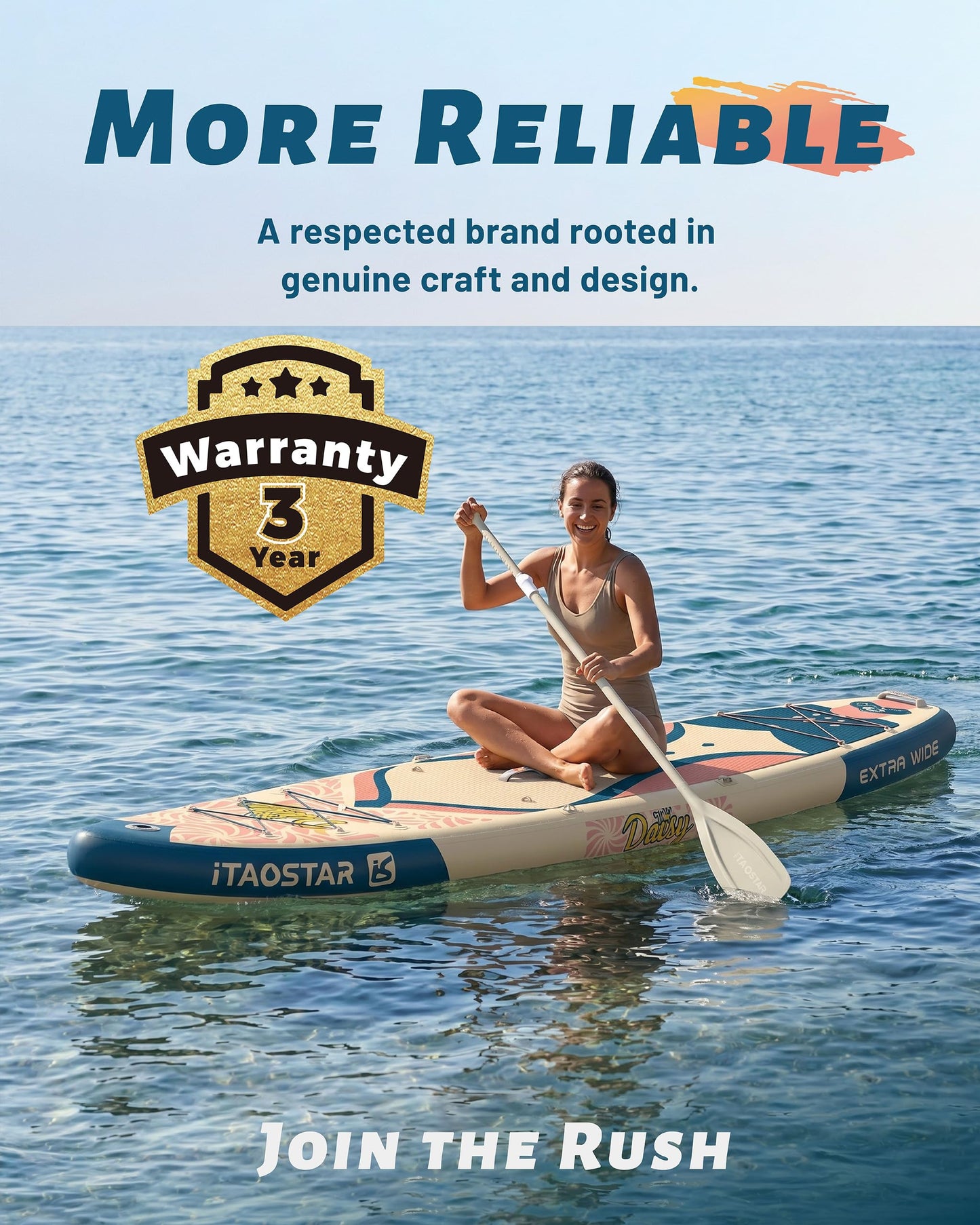 iTAOSTAR 34" Extra Wide Inflatable Paddle Board with Kayak Seat | Stable SUP for Adults All Levels